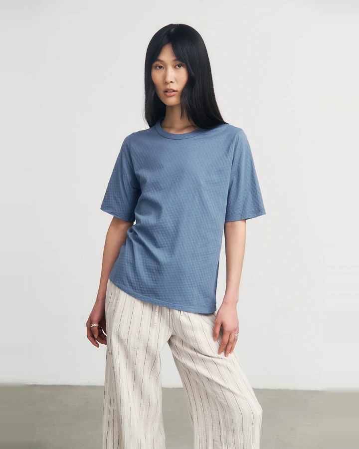 Rotholz Damen vegan T-Shirt Textured Stone Blue
