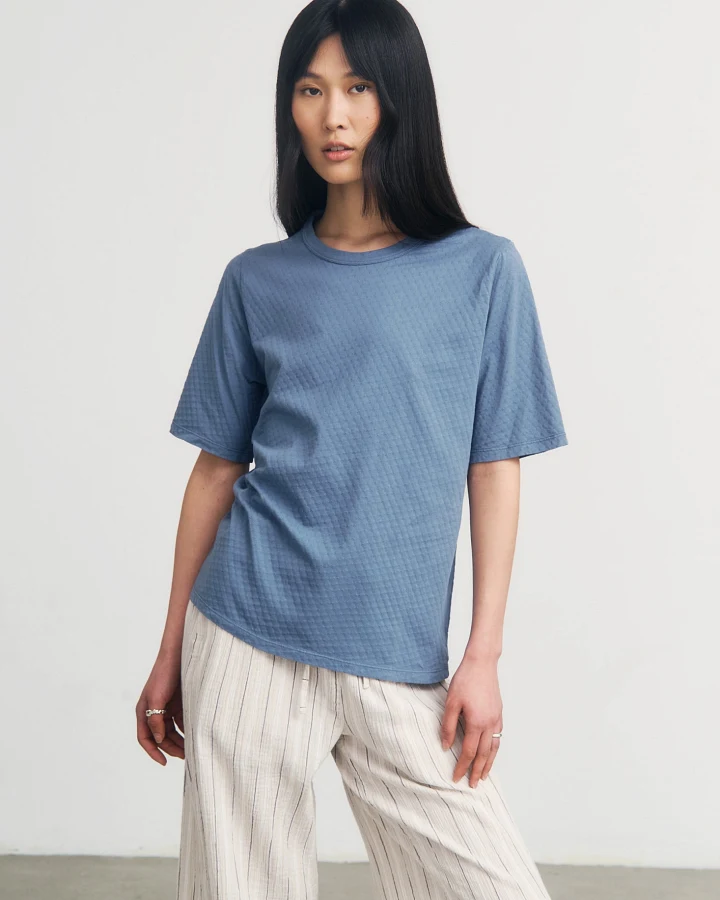 Rotholz Damen vegan T-Shirt Textured Stone Blue