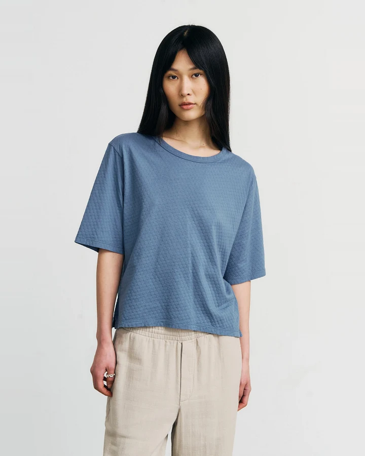 Rotholz Damen vegan T-Shirt Textured Stone Blue
