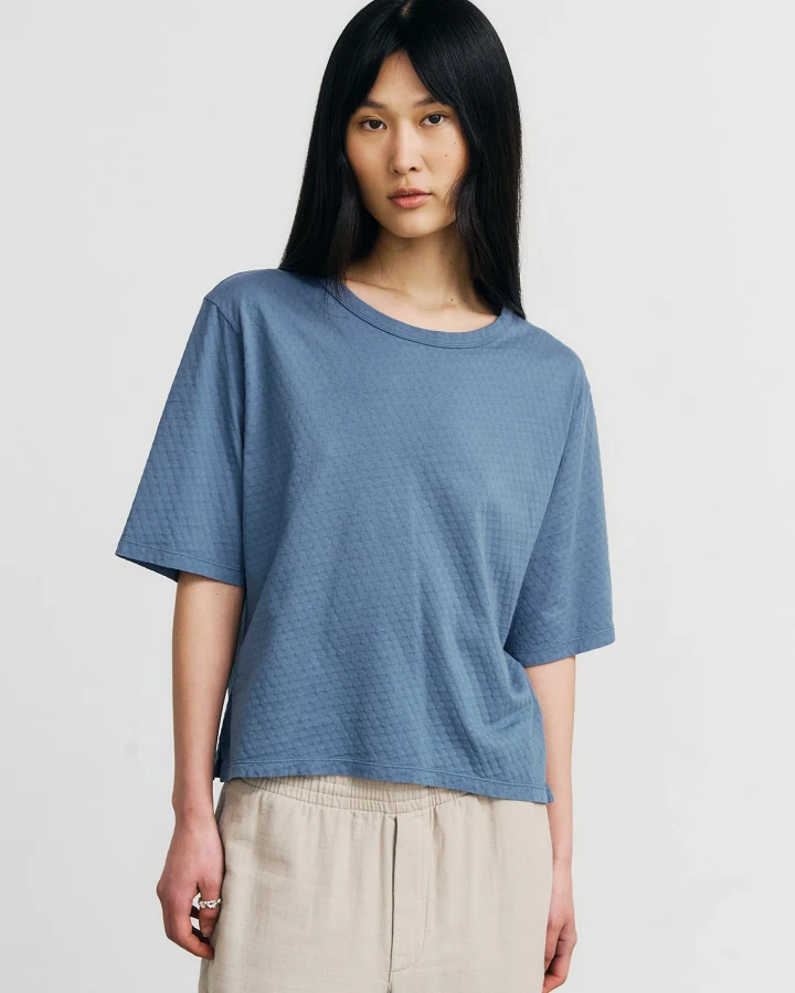 Rotholz Damen vegan T-Shirt Textured Stone Blue