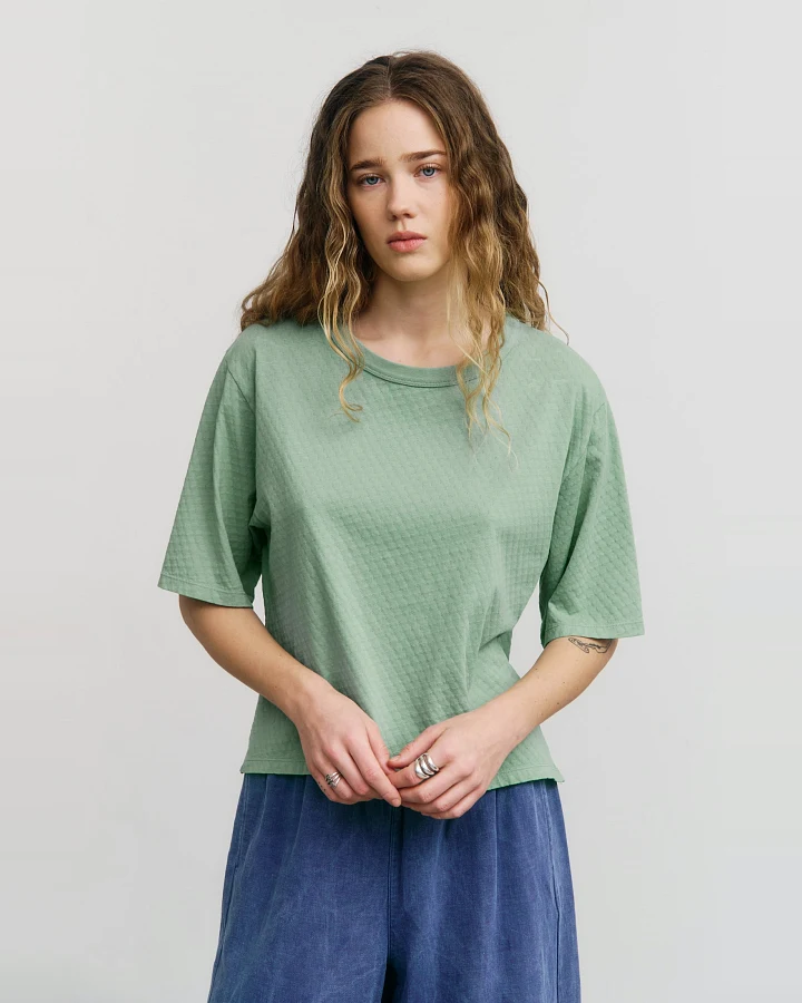 Rotholz Damen vegan T-Shirt Textured Seafoam Green