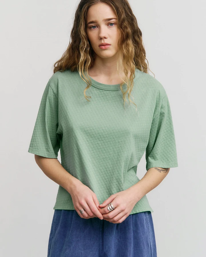 Rotholz Damen vegan T-Shirt Textured Seafoam Green