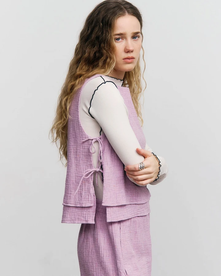 Rotholz Damen vegan Wrap Top Pink Mist
