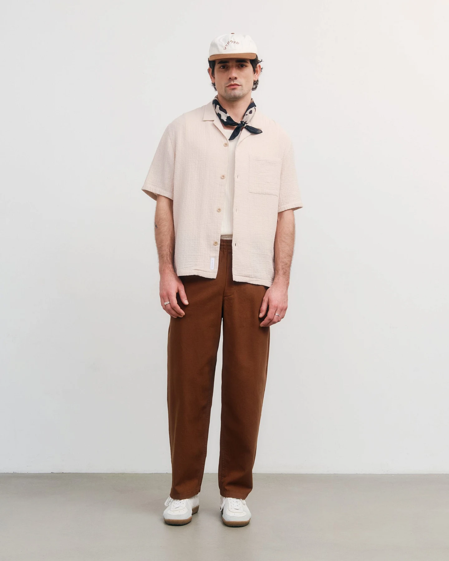 Rotholz Herren vegan Hemd Bowling Strukturiert Blassgrau – Ansicht 2