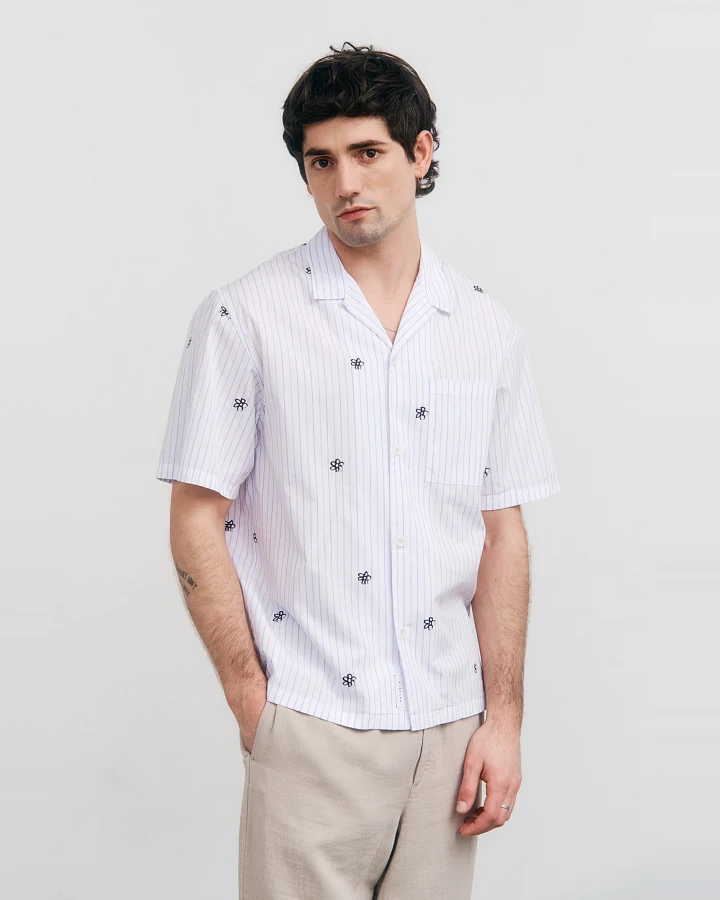 Rotholz Herren vegan Shirt Bowling Flower Print Stripe