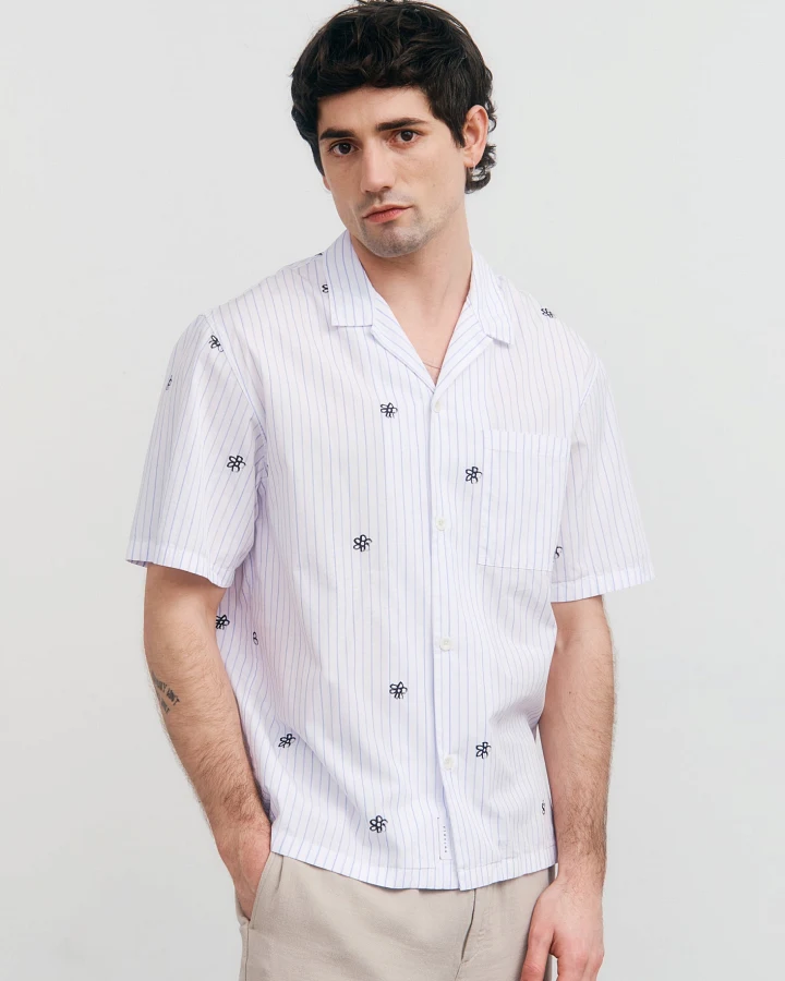 Rotholz Herren vegan Shirt Bowling Flower Print Stripe