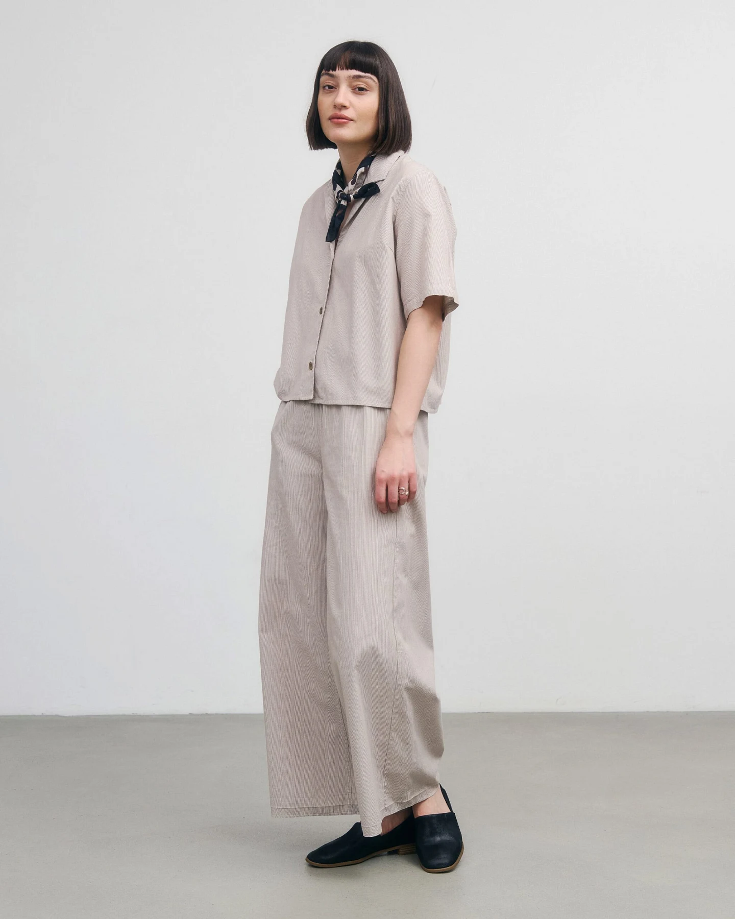Rotholz Damen vegan Hemd Bowling Beige Gestreift – Ansicht 2