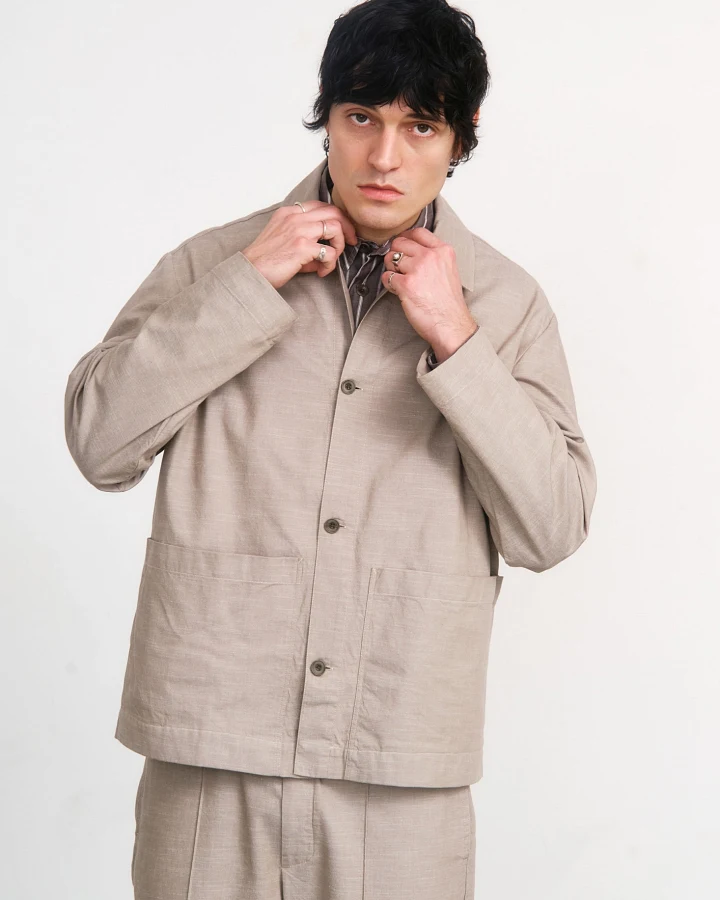 Rotholz Herren vegan Jacke Workwear Grau Braun