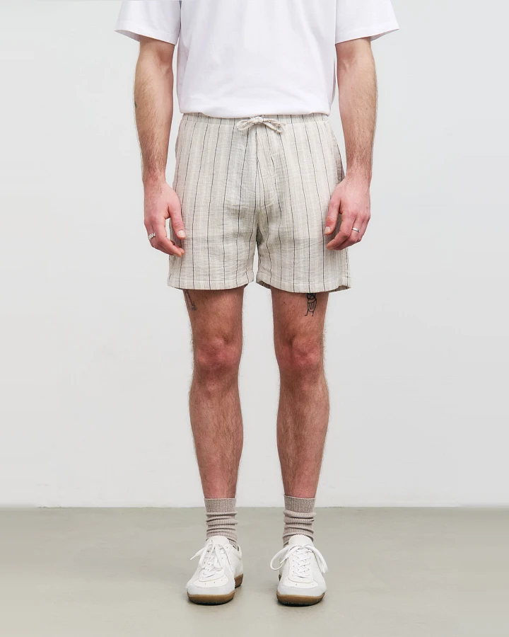 Rotholz Herren vegan Shorts Muslin Sand Stripe