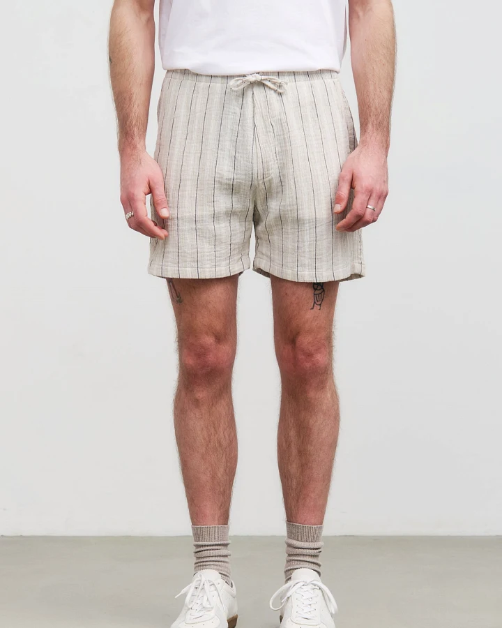 Rotholz Herren vegan Shorts Muslin Sand Stripe