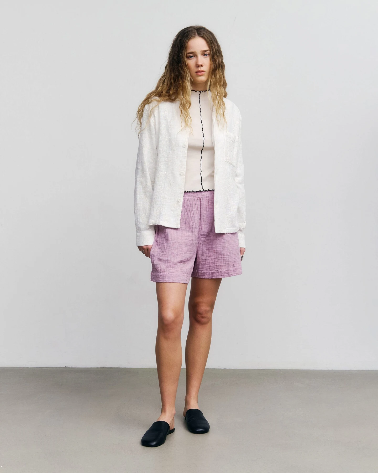 Rotholz Damen vegan Shorts Muslin Pink Mist – Ansicht 2