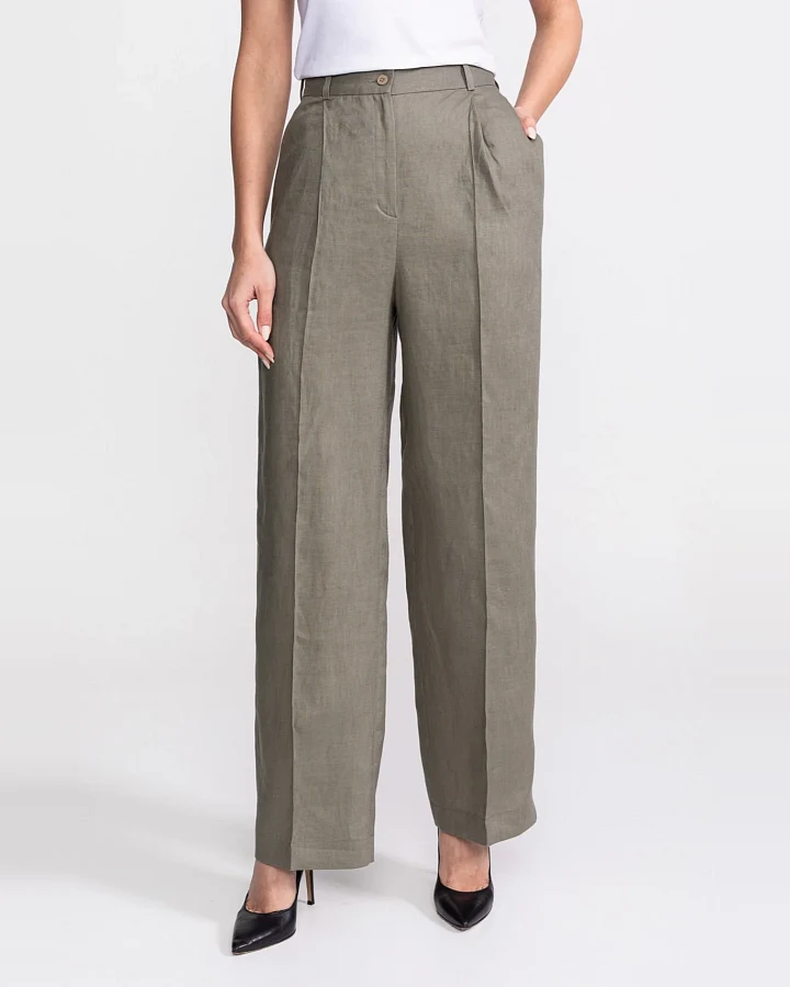 De IONESCU Damen vegan Hose Figa Leinen Khaki
