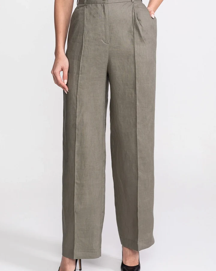 De IONESCU Damen vegan Hose Figa Leinen Khaki
