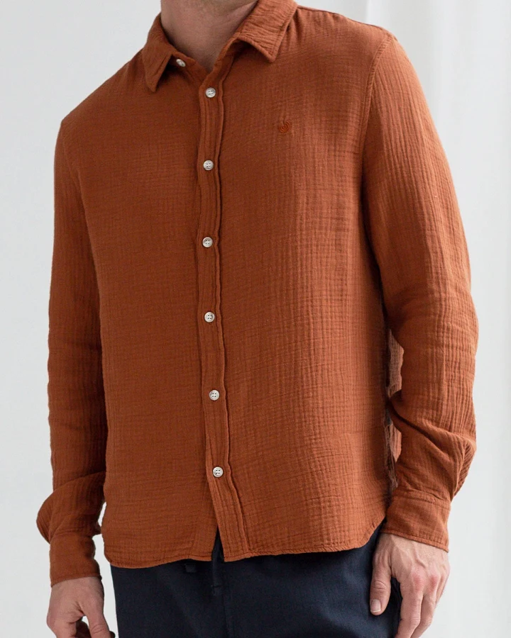 TWOTHIRDS Herren vegan Shirt Unyee Coconut Shell Braun