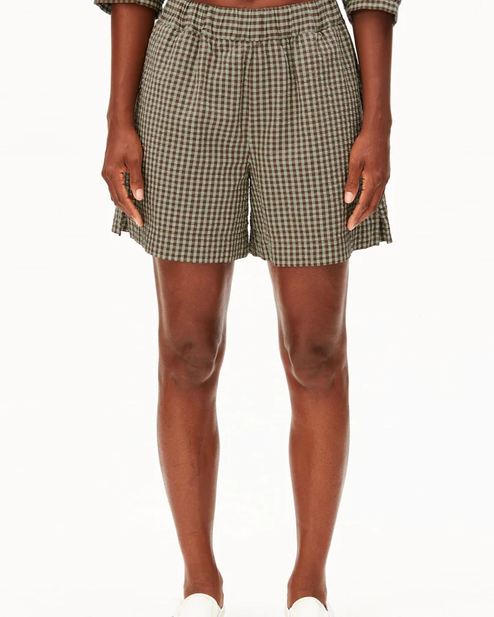 ARMEDANGELS Damen vegan Shorts Vichy Seersucker Braun