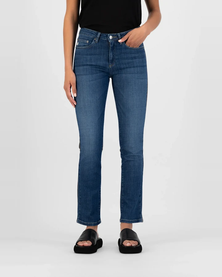 MUD Jeans Damen vegan Jeans Faye Straight Stone Indigo
