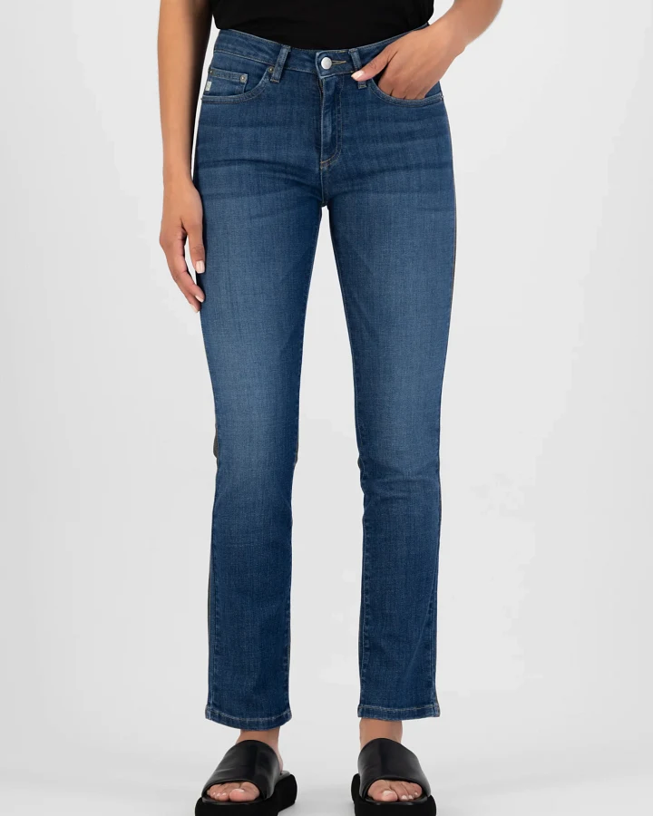 MUD Jeans Damen vegan Jeans Faye Straight Stone Indigo