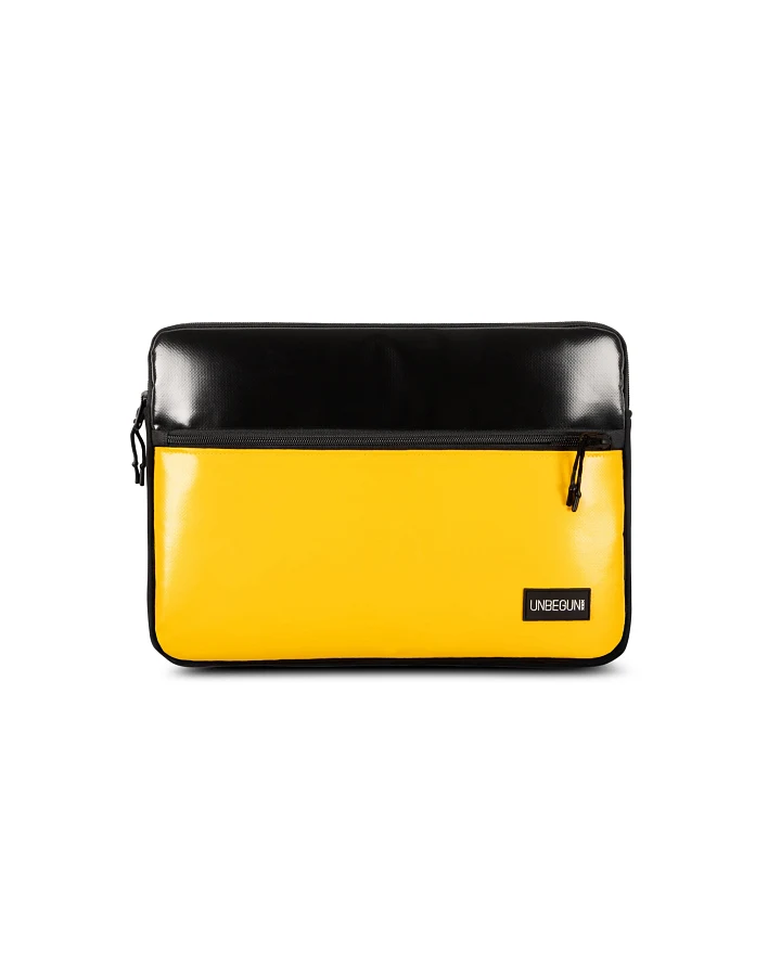 UNBEGUN Herren vegan Laptop-Tasche Mit Fronttasche Schwarz/Gelb