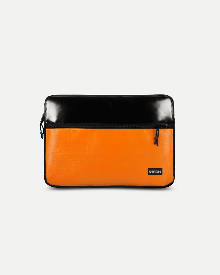 UNBEGUN Herren vegan Laptoptasche Mit Fronttasche Schwarz/Orange