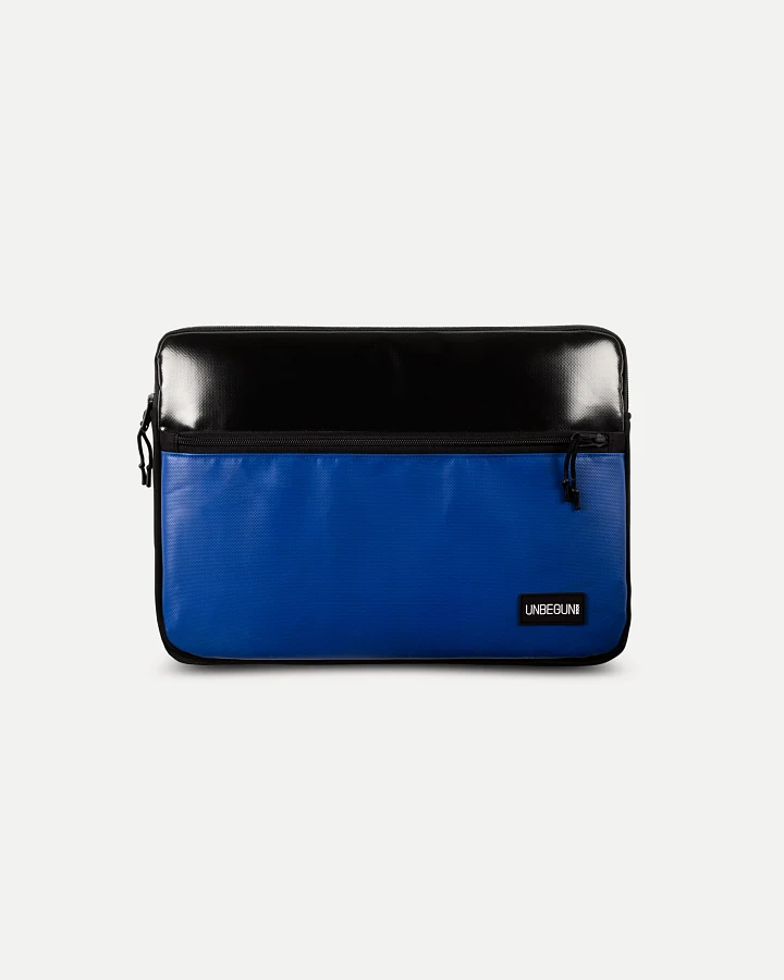 UNBEGUN Herren vegan Laptop-Tasche Mit Fronttasche Schwarz/Blau