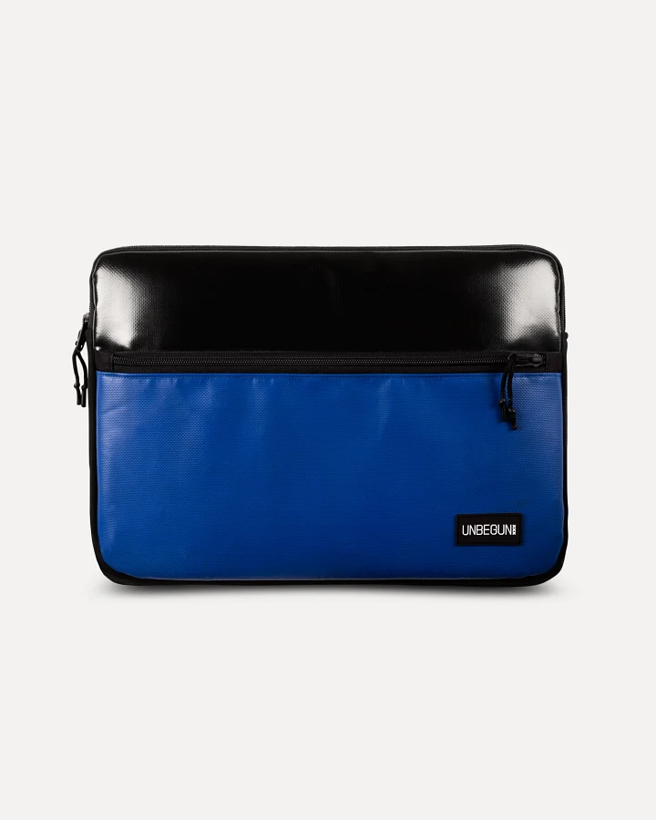 UNBEGUN Herren vegan Laptop-Tasche Mit Fronttasche Schwarz/Blau