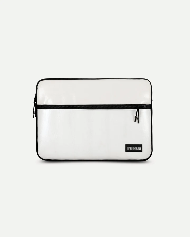 UNBEGUN Herren vegan Laptop-Hülle Mit Fronttasche Weiß