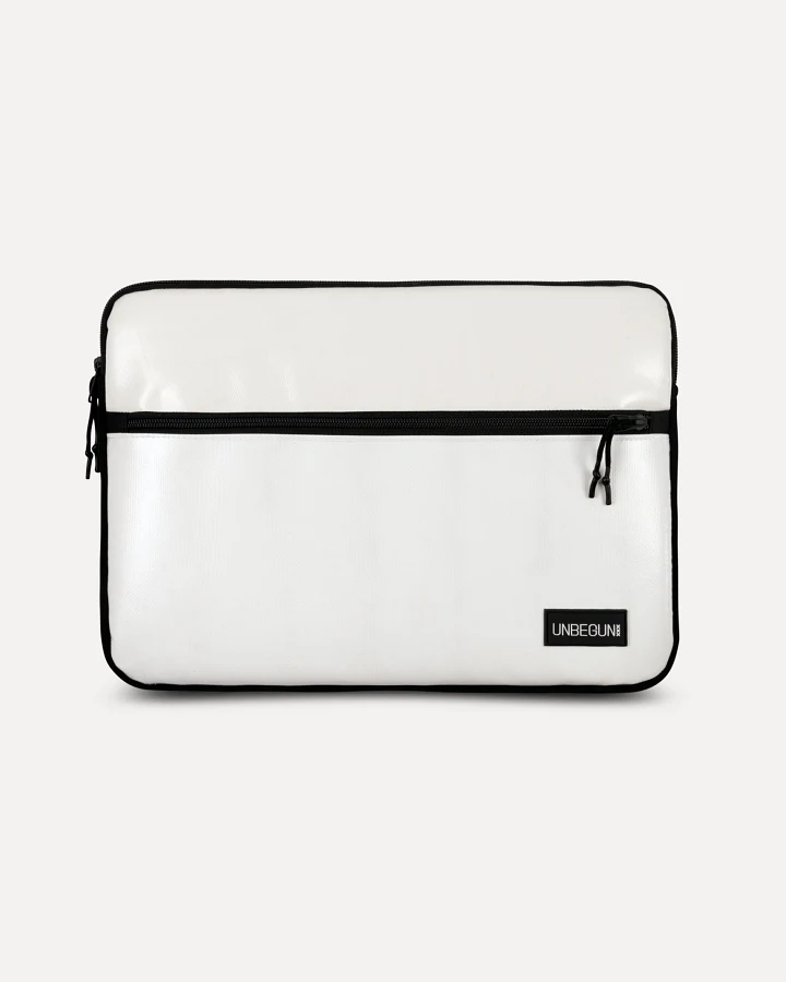 UNBEGUN Herren vegan Laptop-Hülle Mit Fronttasche Weiß