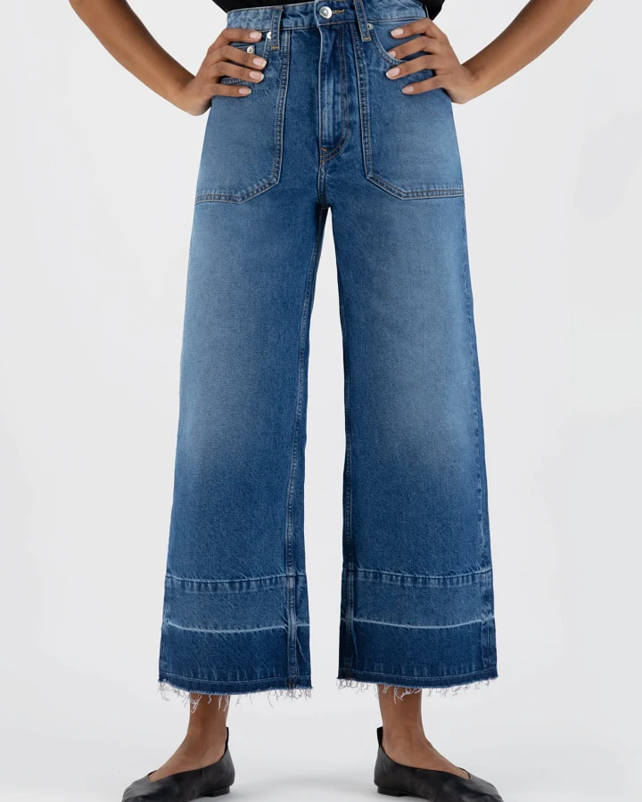 MUD Jeans Damen vegan Jeans Sara Works Cropped Medium Stone