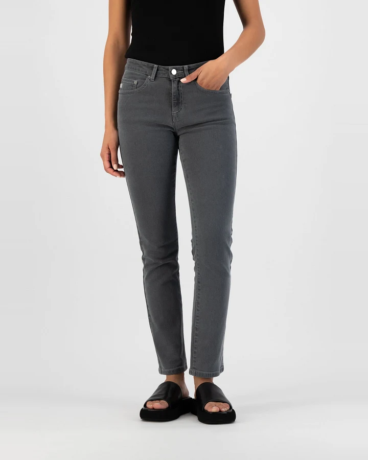 MUD Jeans Damen vegan Jeans Faye Straight Grau