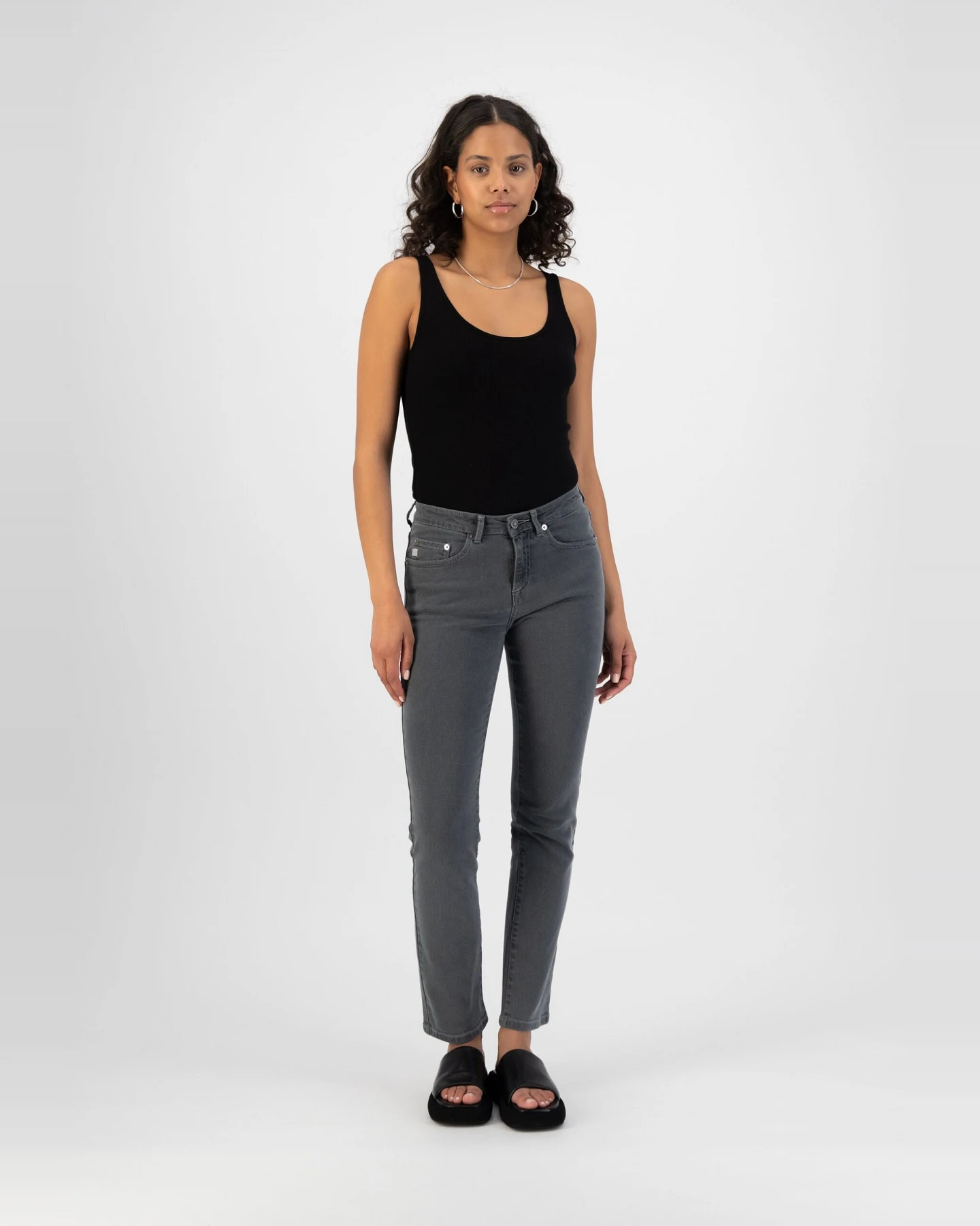 MUD Jeans Damen vegan Jeans Faye Straight Grau – Ansicht 2