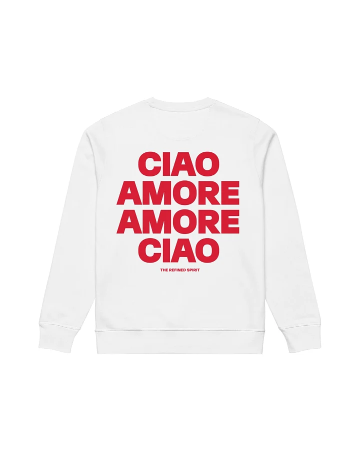 The Refined Spirit Damen vegan Sweatshirt Unisex Amore Ciao Weiß