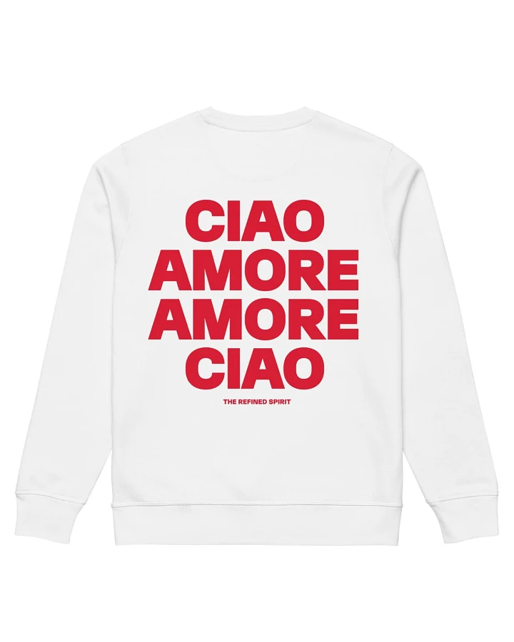 The Refined Spirit Damen vegan Sweatshirt Unisex Amore Ciao Weiß