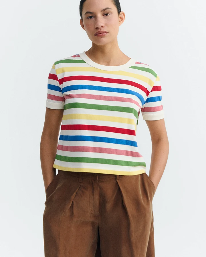 Thinking MU Damen vegan T-Shirt Zowie R Mehrfarbig Gestreift
