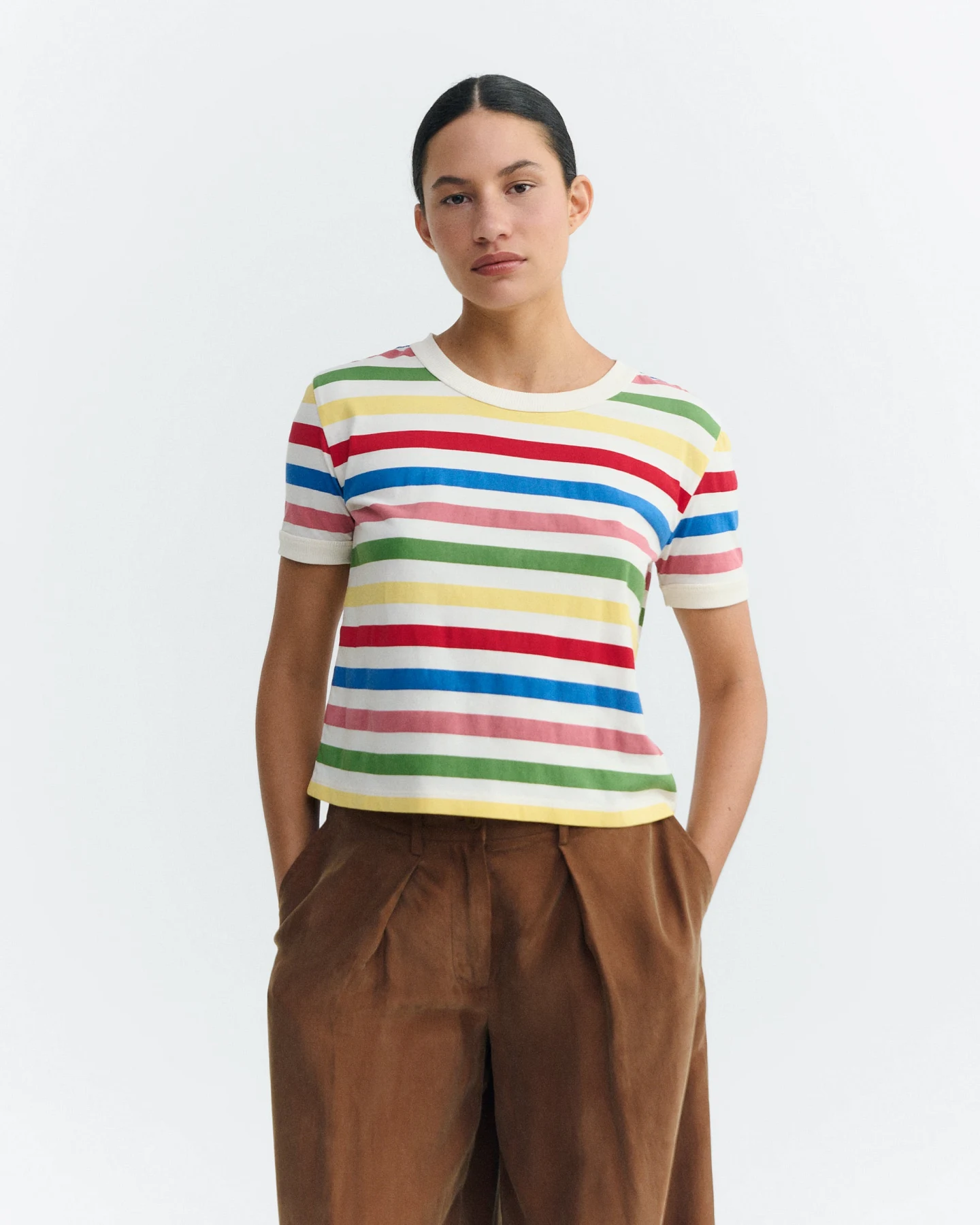 Thinking MU Damen vegan T-Shirt Zowie R Mehrfarbig Gestreift – Ansicht 2