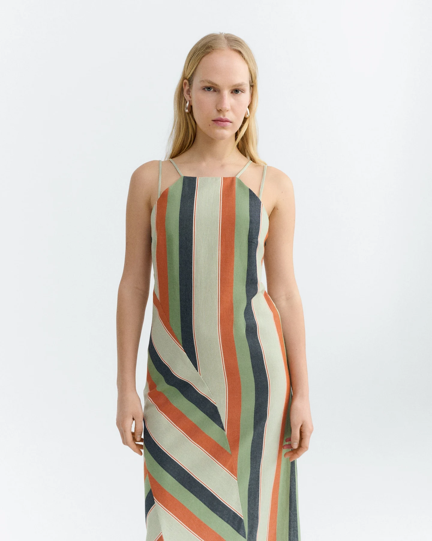 Thinking MU Damen vegan Kleid Helia Lang Mehrfarbig Gestreift – Ansicht 2