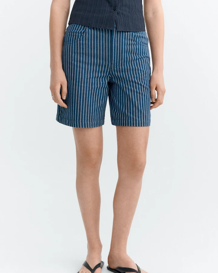 Thinking MU Damen vegan Shorts Luisa Railway Gestreift Blau