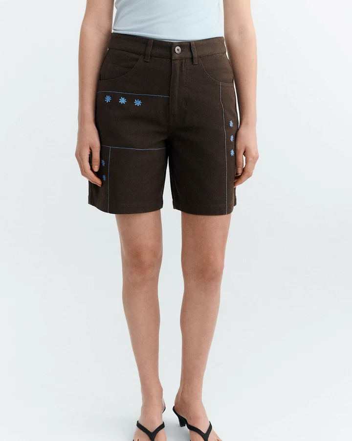 Thinking MU Damen vegan Shorts Handbestickte Sole Mio Luisa Braun
