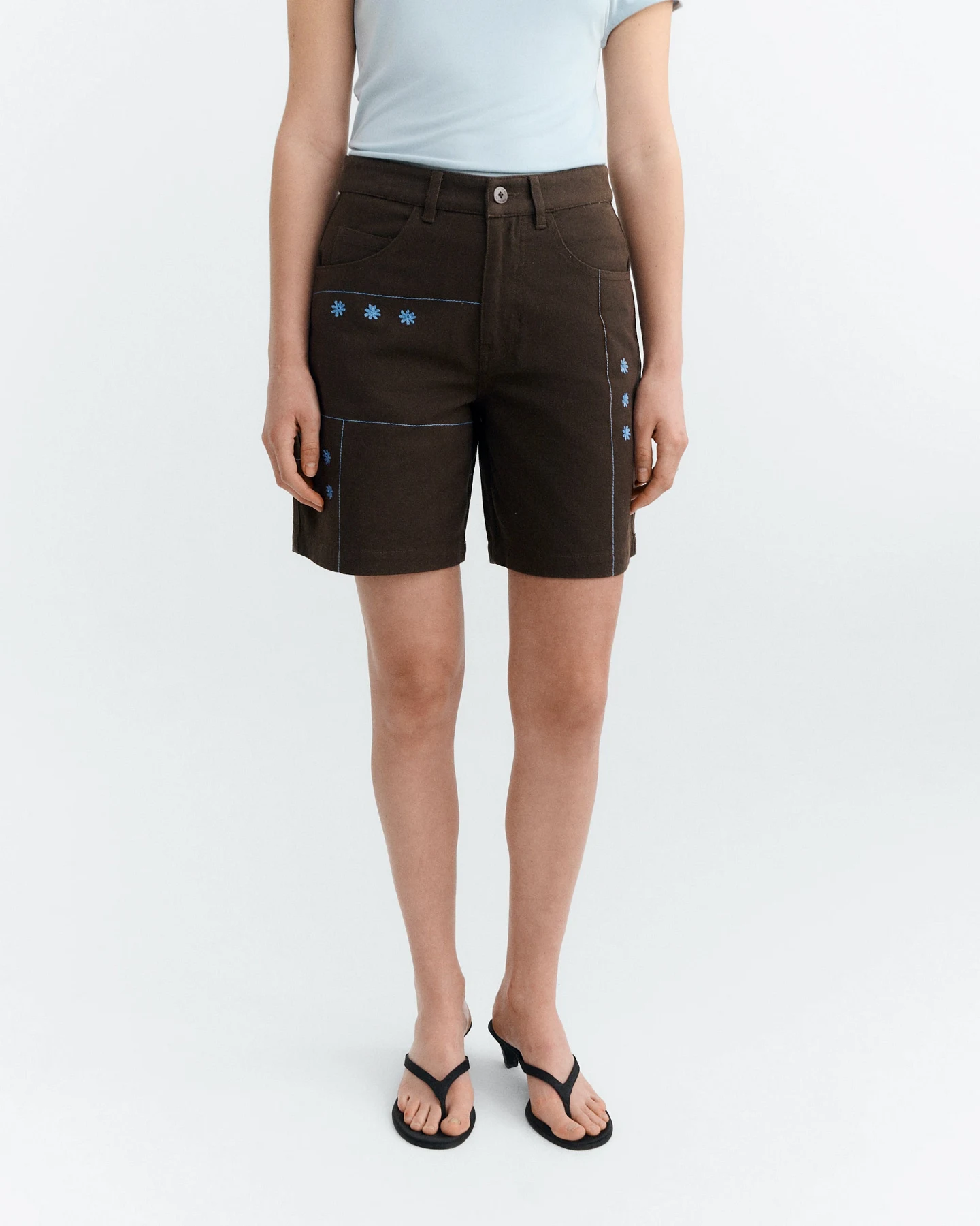 Thinking MU Damen vegan Shorts Handbestickte Sole Mio Luisa Braun – Ansicht 2