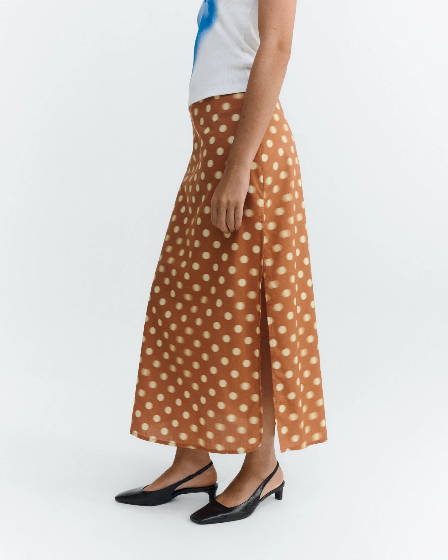 Thinking MU Damen vegan Midirock Kora Braun Polka Dot – Ansicht 2