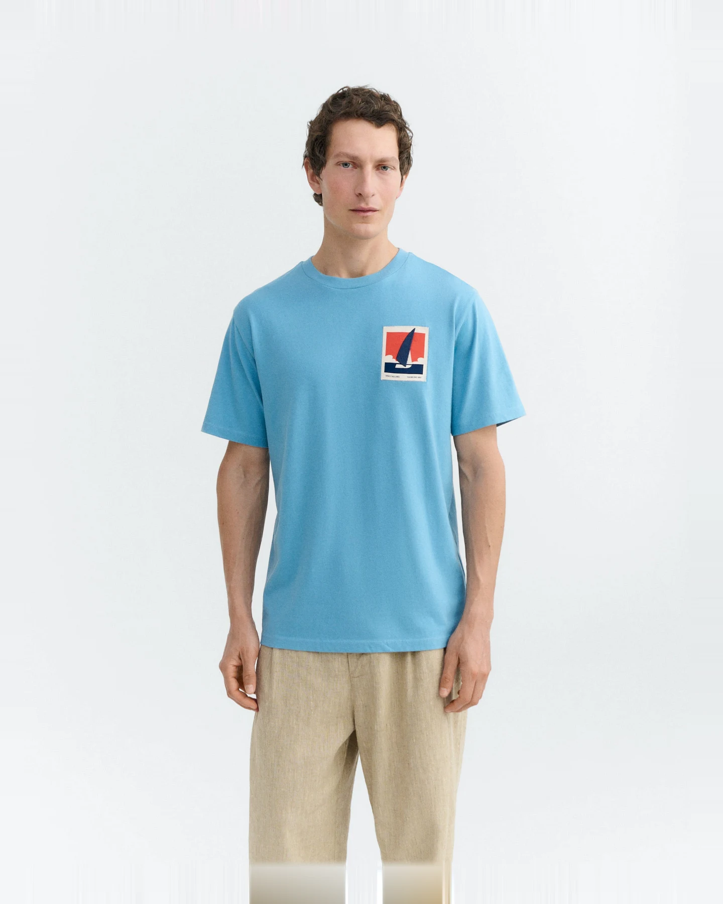 Thinking MU Herren vegan T-Shirt Patched Optimist Zach Blau – Ansicht 2