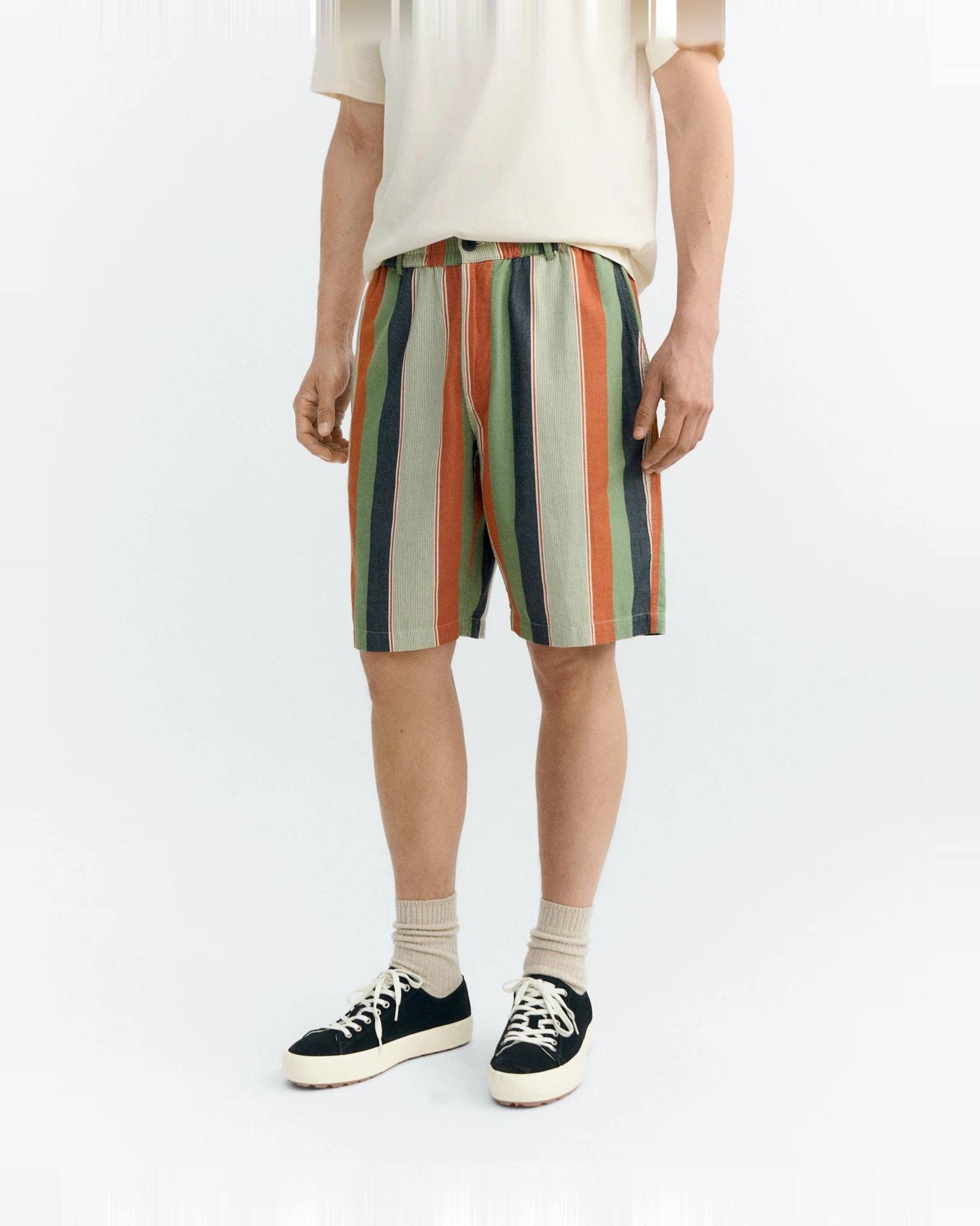Thinking MU Herren vegan Shorts Bermudas Gasper Multicolor Stripes – Ansicht 2