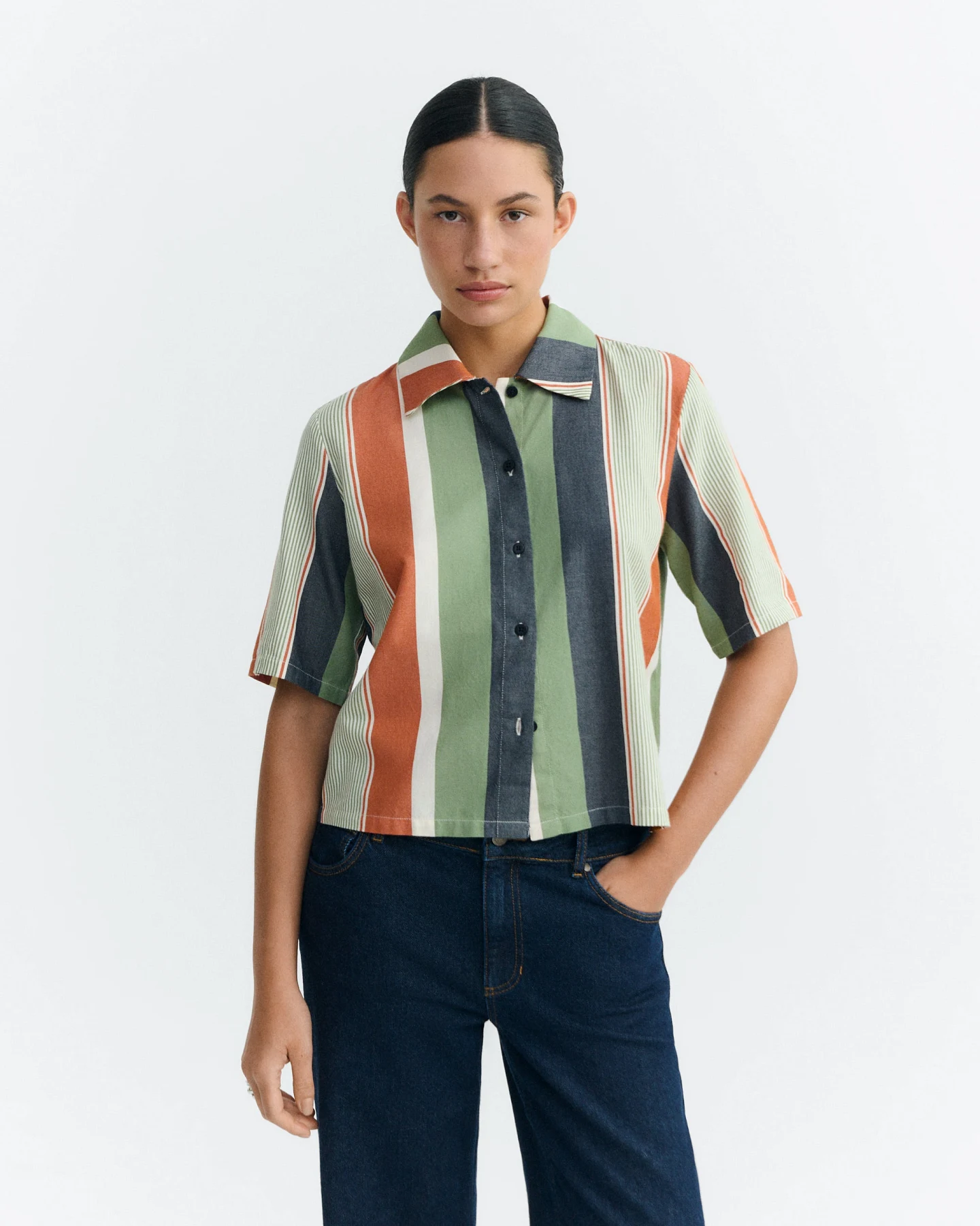 Thinking MU Damen vegan Bluse Print Ane Multicolor Stripes – Ansicht 2