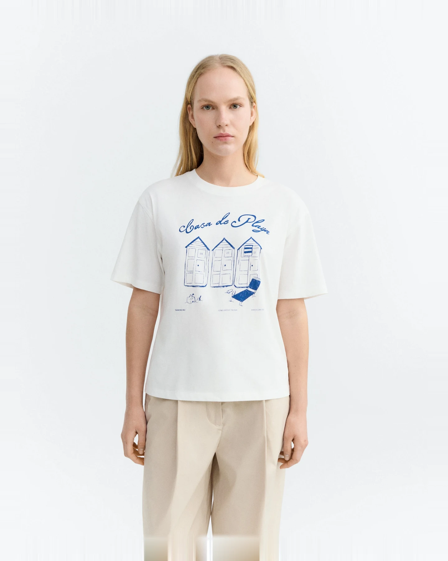 Thinking MU Damen vegan T-Shirt Lena Beach House Oversize Weiß – Ansicht 2