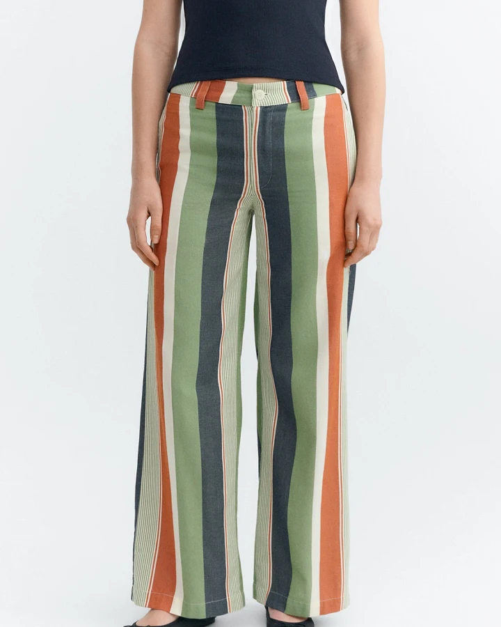 Thinking MU Damen vegan Hose Serena Gestreift Multicolor