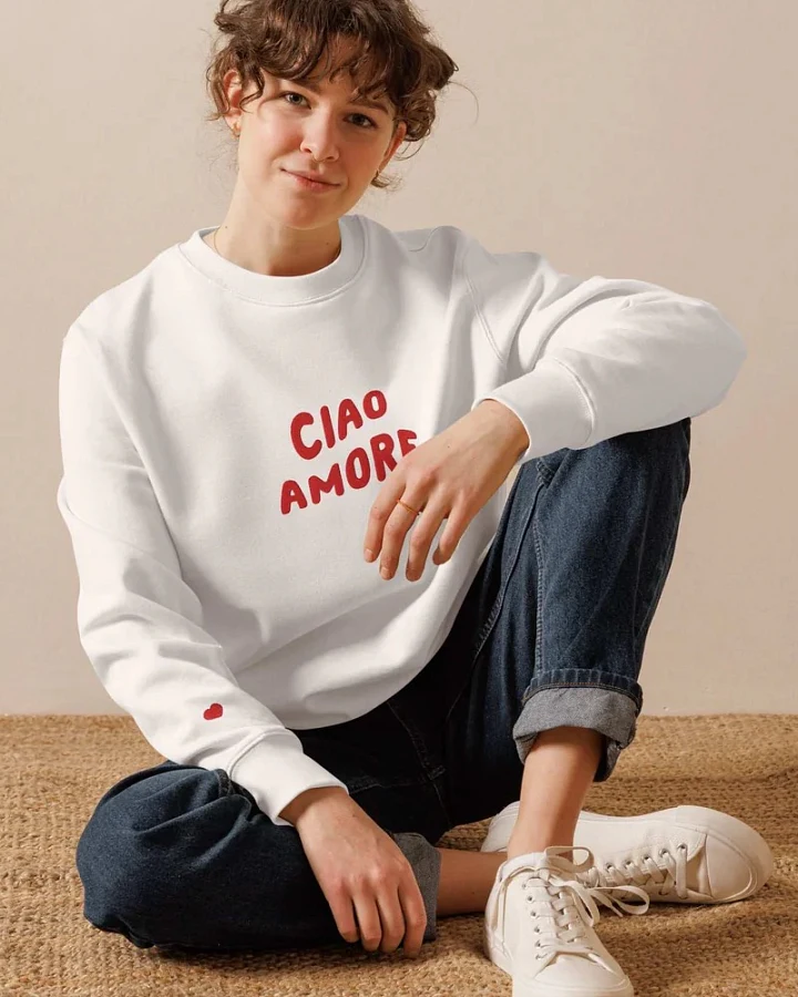 The Refined Spirit Damen vegan Sweatshirt Unisex Ciao Amore Weiß