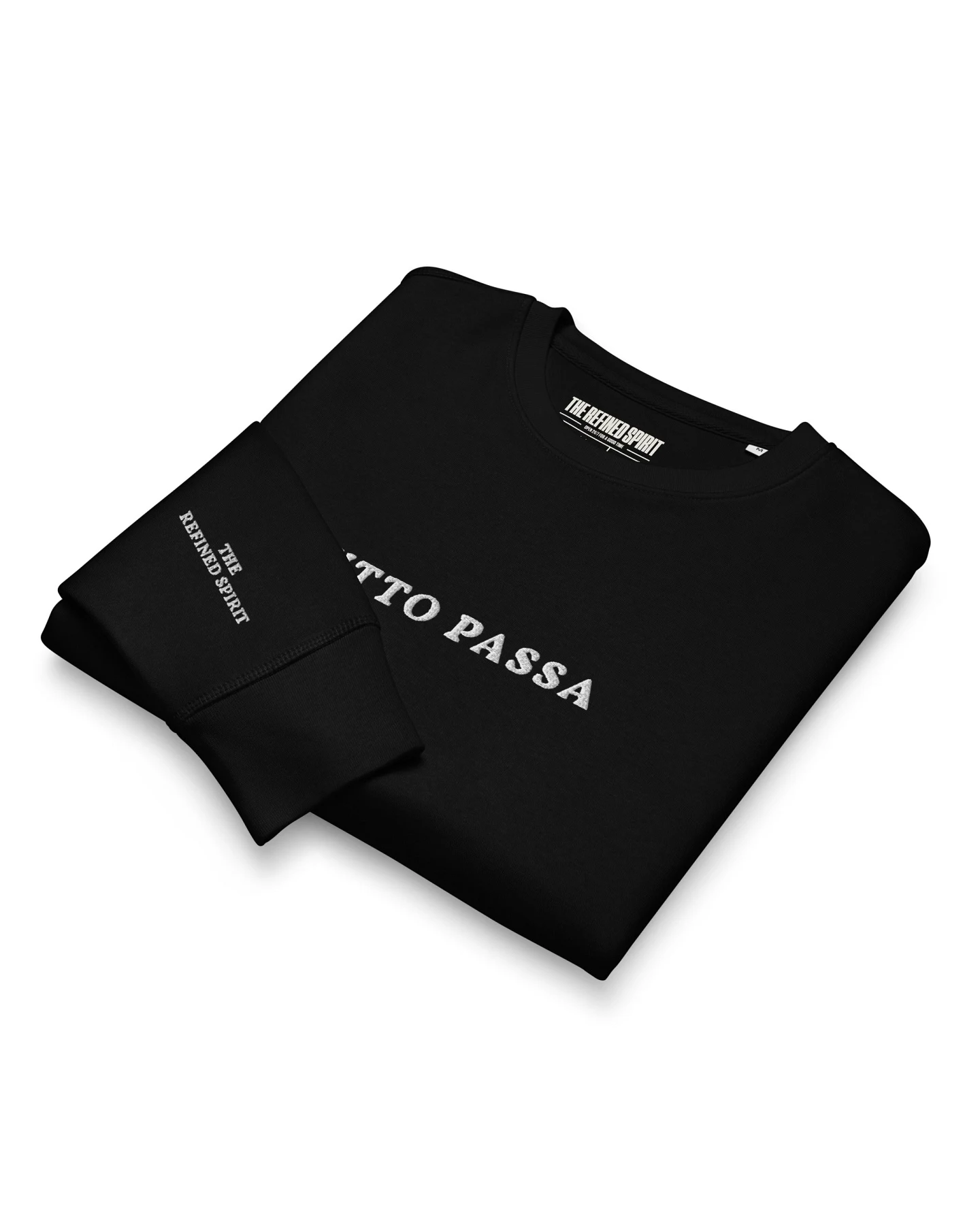 The Refined Spirit Damen vegan Sweatshirt Unisex Tutto Passa Bestickt Schwarz – Ansicht 2