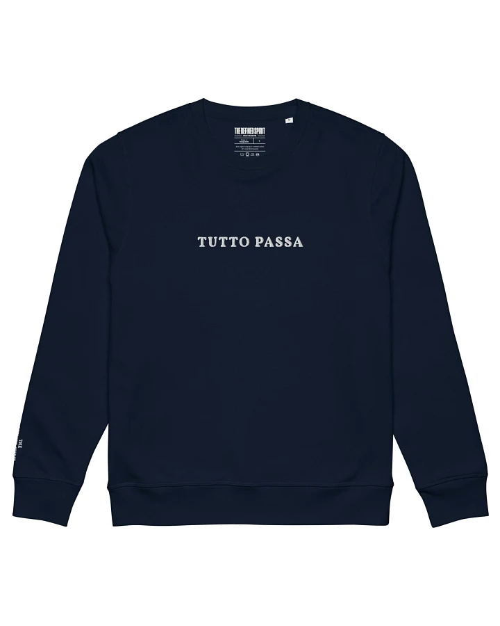 The Refined Spirit Damen vegan Sweatshirt Unisex Tutto Passa Gesticktes French Navy
