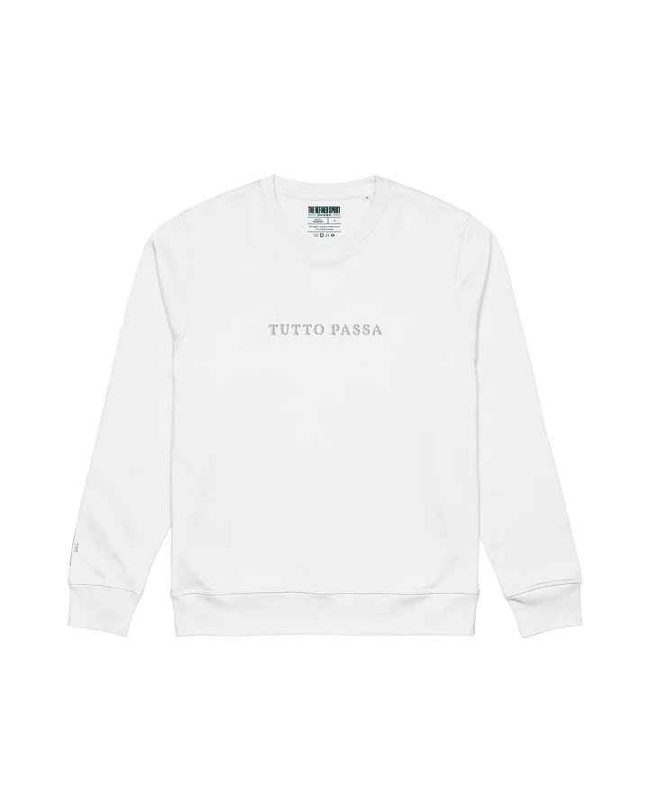 The Refined Spirit Damen vegan Sweatshirt Unisex Tutto Passa Gesticktes Weiß