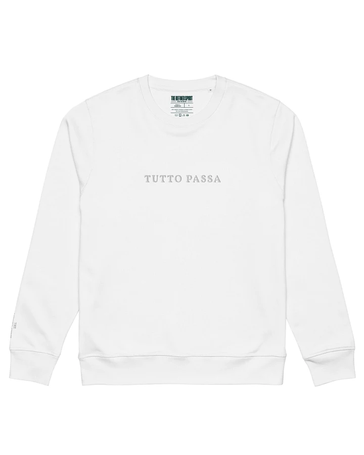 The Refined Spirit Damen vegan Sweatshirt Unisex Tutto Passa Gesticktes Weiß