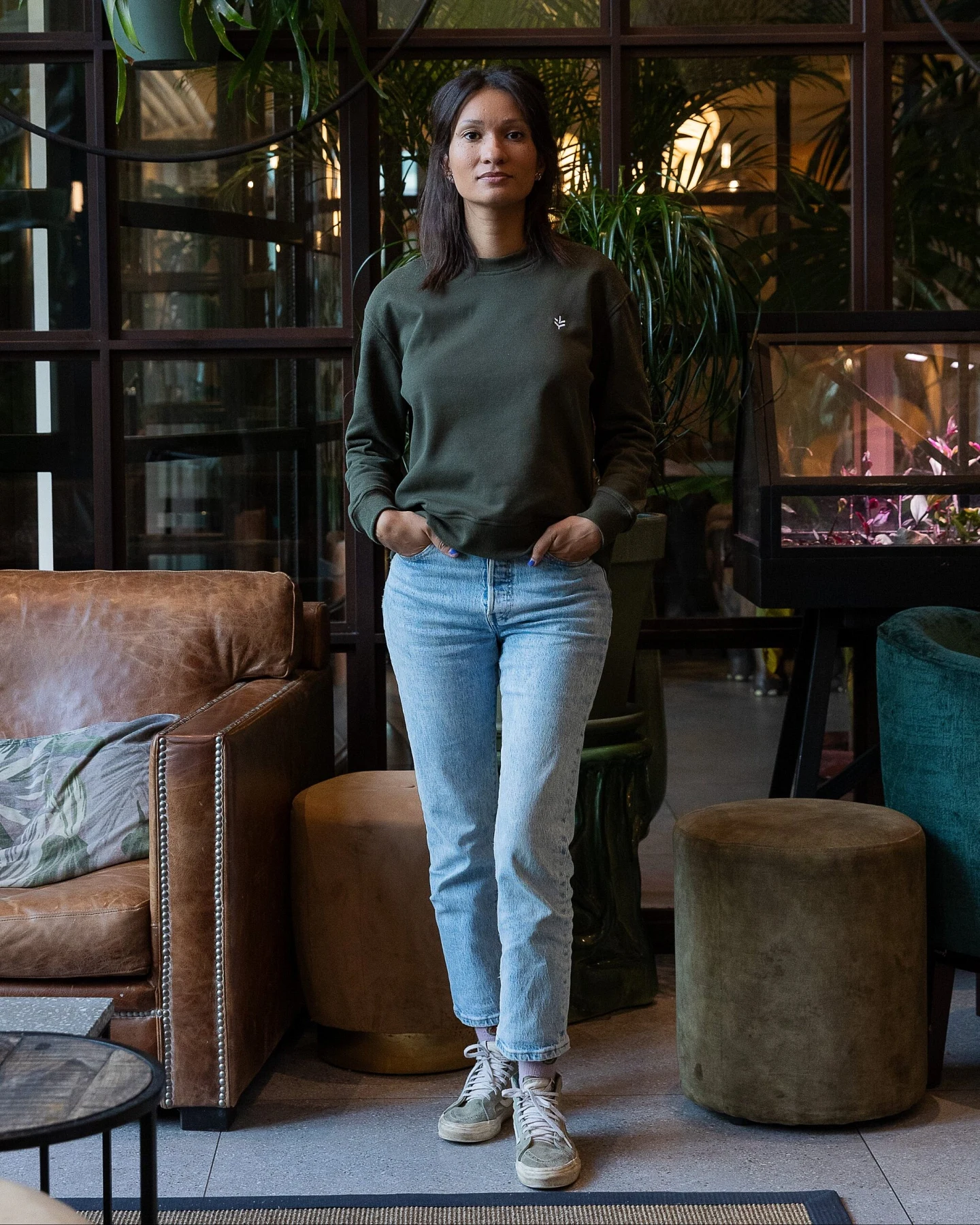 Lucid Collective Damen vegan Sweatshirt Just Jungle Grün – Ansicht 2
